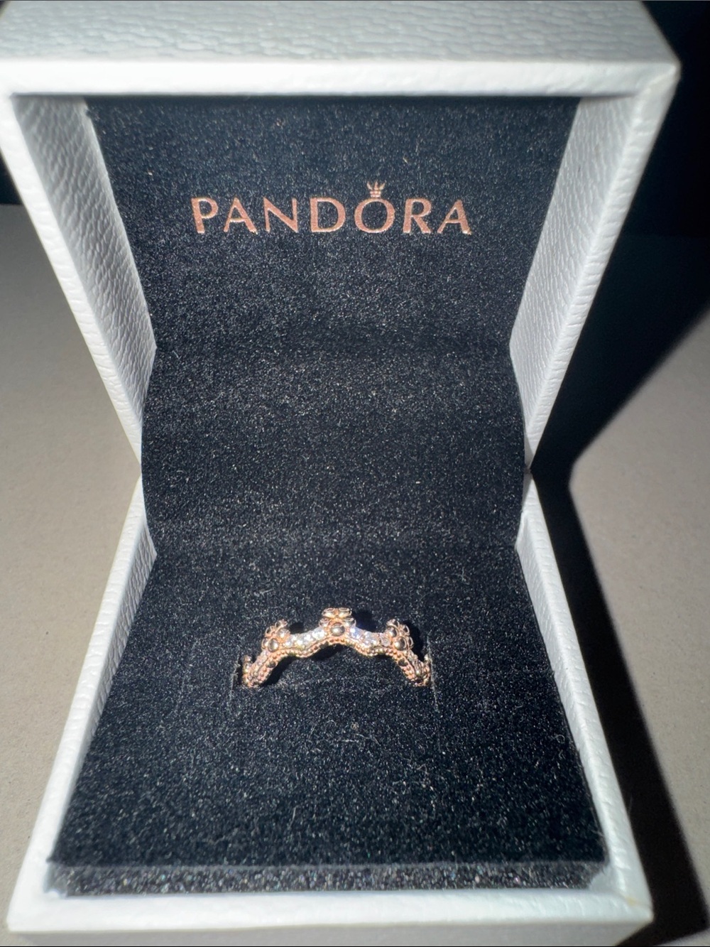 Pandora Rose Gold Floral Sparkle Ring